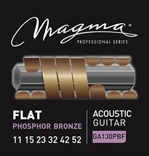 Magma - Light Acoustic Guitar Strings 11-52 Gauge Flat Phosphor Bronze Wound Acoustic String Set (.011" - .052") 1 set - GA130PBF