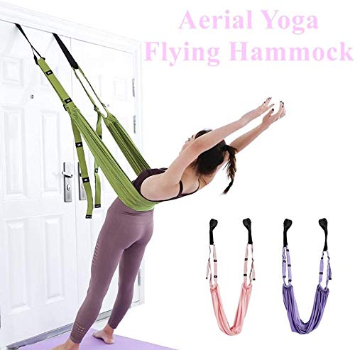 Yoga Stretching Strap, Adjustable Height Leg Stretcher Waist Back Stretch Band Aerial Yoga, Anti-gravity Inversion Exercises Door Flexibility Tensile Trainer for Rehab Pilates Dance Splits (Pink)