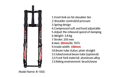 NBPOWER 26 * 4.0 Bike Air Fat Fork- Oil Spring Suspension Fork, Snow/Beach Fat KKE Fork 26 * 4.0 Tires, Alloy Material Fit 4.0" Tire Mountain Bike