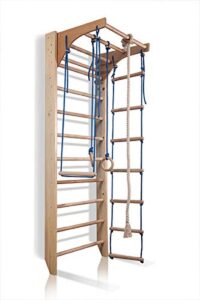 wooden swedish ladder - stall bars set for physical therapy & gymnastics with swing set and adjustable pull-up bar - sport complex (km-2)