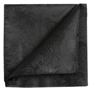 KissTies Black Mens Pocket Square Paisley Hanky Handkerchief