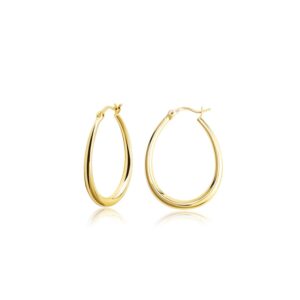 14K Gold Oval Hoop Earrings for Women 925 Sterling Silver Post Hypoallergenic Hoops Earrings