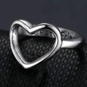 Jude Jewelers Stainless Steel Open Heart Karma Best Friend Statement Promise Anniversary Ring (Silver, 10)