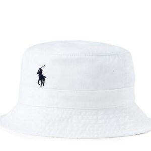 Ralph Lauren Polo Mens Cotton Bucket Hat (L/XL, White)