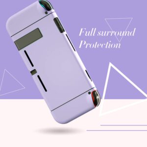 Switch Purple Case, Protective Cover Case for Switch with Tempered Glass Screen Protector and Thumb Grip Caps, Switch Purple Accessories