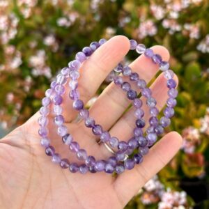 Adabele Real Natural Purple Amethyst Bracelet 7 Inch Stretch Gemstone Beaded Bracelet Chakra Healing Crystal Stone Jewelry Women Mom Gift GB6-A16