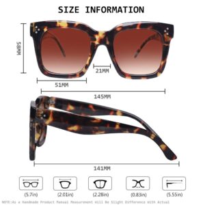 TAOTAOQI Vintage Women Oversized Sunglasses Designer Luxury Square Sun Glasses UV400 Protection Flat Lens