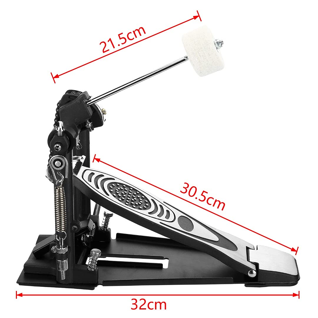 Bass drum pedal,Double Chain Drum Step on Hammer,Single Bass Drum Pedal come with Drum Beater Stick and 1pcs Drum Key