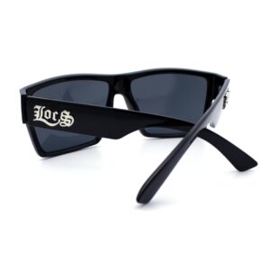 Locs Squared Rectangular Cholo Gangster All Black Sunglasses (Black)