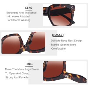 TAOTAOQI Vintage Women Oversized Sunglasses Designer Luxury Square Sun Glasses UV400 Protection Flat Lens