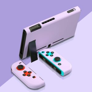 Switch Purple Case, Protective Cover Case for Switch with Tempered Glass Screen Protector and Thumb Grip Caps, Switch Purple Accessories