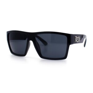 locs squared rectangular cholo gangster all black sunglasses (black)