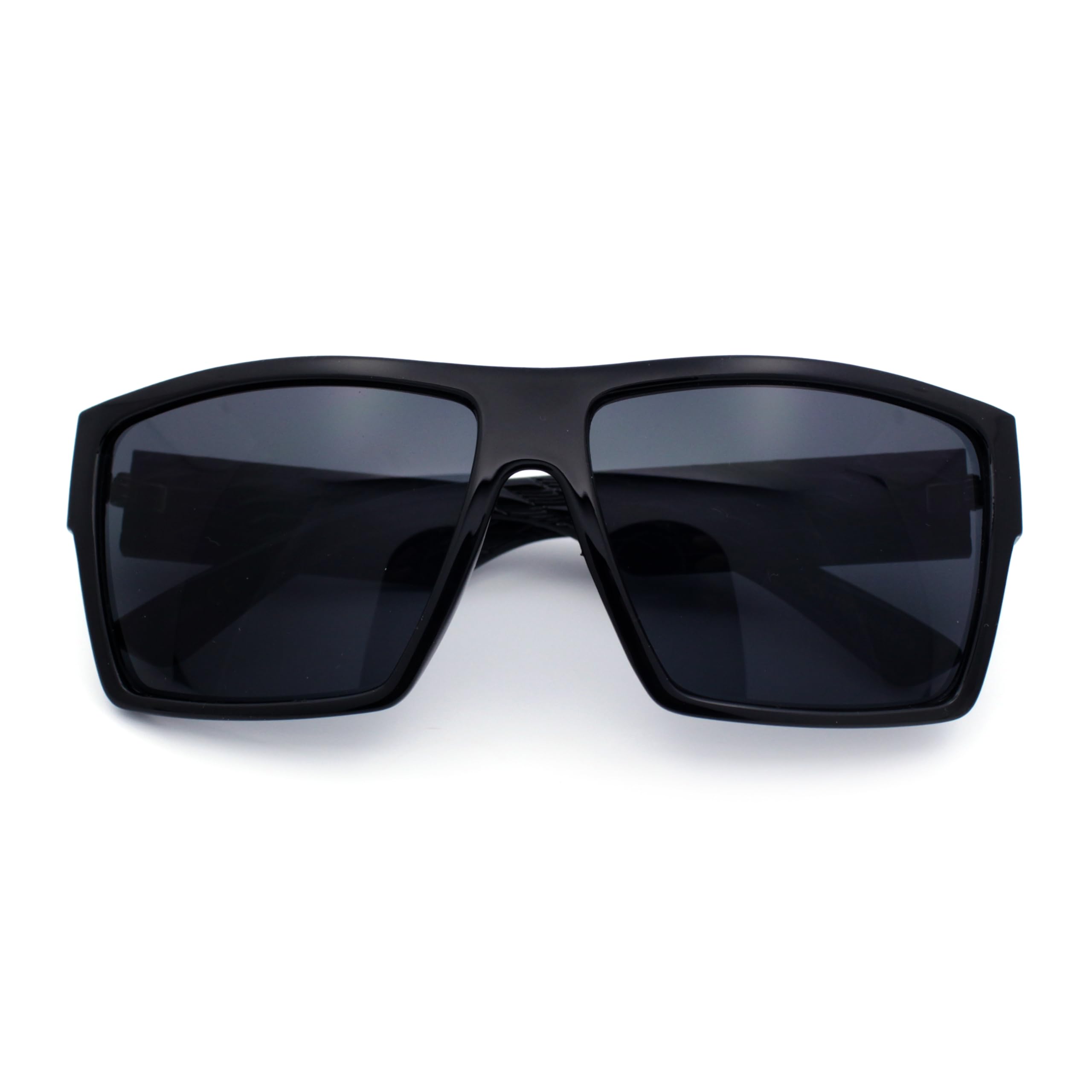 Locs Squared Rectangular Cholo Gangster All Black Sunglasses (Black)