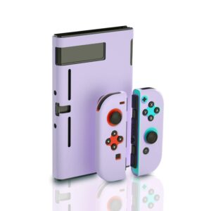 Switch Purple Case, Protective Cover Case for Switch with Tempered Glass Screen Protector and Thumb Grip Caps, Switch Purple Accessories