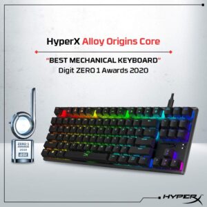 HyperX Alloy Origins Core Wired Gaming Mechanical Keyboard Compact Tenkeyless HyperX Red Switch with RGB Back Lighting for PC, PS5 PS4 Xbox Series X|S & Xbox One (Renewed)