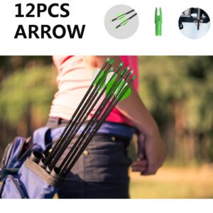 Zhao.Fu 29 Inch Carbon Arrow Practice Hunting Arrows Spine 400 with Removable Tips for Archery Compound & Recurve & Traditional Bow (12 Pcs)