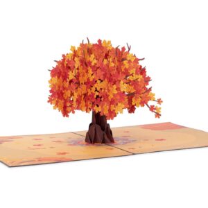 Paper Love 3D Autumn Pop Up Card, Handmade Maple Tree Popup Greeting Cards, For Fall, Birthday, Thanksgiving, Thinking of You, Sympathy, All Occasion - 5" x 7" Cover - Includes Envelope and Note Tag