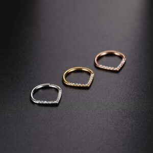 FUNLMO Septum Rings 16G Nose Rings 8mm Septum Jewelry Surgical Steel Hinged Segment Ring Gold Daith Earrings Septum Clicker Rook Helix Piercing Jewelry