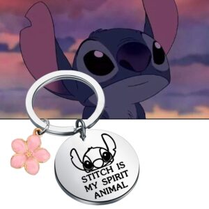 FAADBUK Funny Cartoon Movie Fans Keychain Cartoon Lover Inspired Gift Hibiscus Flower Charm Jewelry(Spirit Animal Oh❀na K-S)