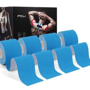 Kinesiology Tape (4 Pack) Athletic Tape 16.4ft Water Resistant Kinetic Uncut Sports Tape for Knees, Ankles, Shoulder, Pain Relief, Injury Recovery and Physio Therapy