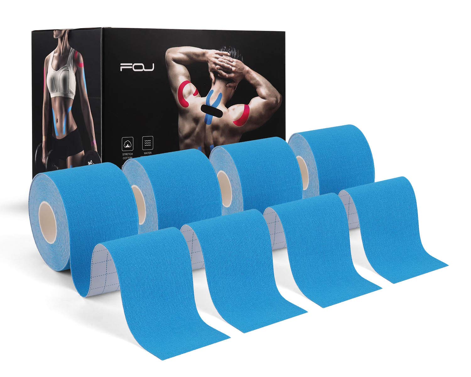 Kinesiology Tape (4 Pack) Athletic Tape 16.4ft Water Resistant Kinetic Uncut Sports Tape for Knees, Ankles, Shoulder, Pain Relief, Injury Recovery and Physio Therapy