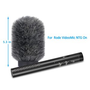 YOUSHARES NTG Furry Microphone Wind Shield - Windscreen/Windmuff for Rode VideoMic NTG and Microphones with Maximum Slot Length of 100mm (3.9") and Diameter of 18-24mm （Shag, Gray）