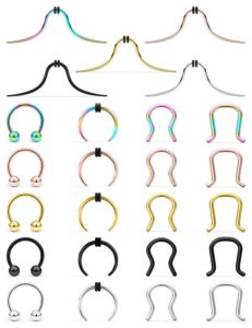 ftovosyo 25pcs 16g septum jewelry surgical steel nose septum ring hoop retainer piercing jewelry for women men silver rose gold black rainbow