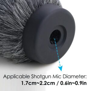 YOUSHARES NTG Furry Microphone Wind Shield - Windscreen/Windmuff for Rode VideoMic NTG and Microphones with Maximum Slot Length of 100mm (3.9") and Diameter of 18-24mm （Shag, Gray）