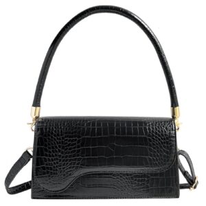 amhdv retro classic clutch shoulder bag crocodile pattern small crossbody handbag for women (02black)