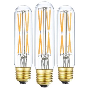 XININSUN T10 Led Bulb, 8W Dimmable Led Tubular Bulbs, 75-100 Watt Equivalent, 2700K Soft Warm White,850lm, Clear Glass, E26 Base Lamp Bulb, for Cabinet Display Cabinet etc,3 Pack.