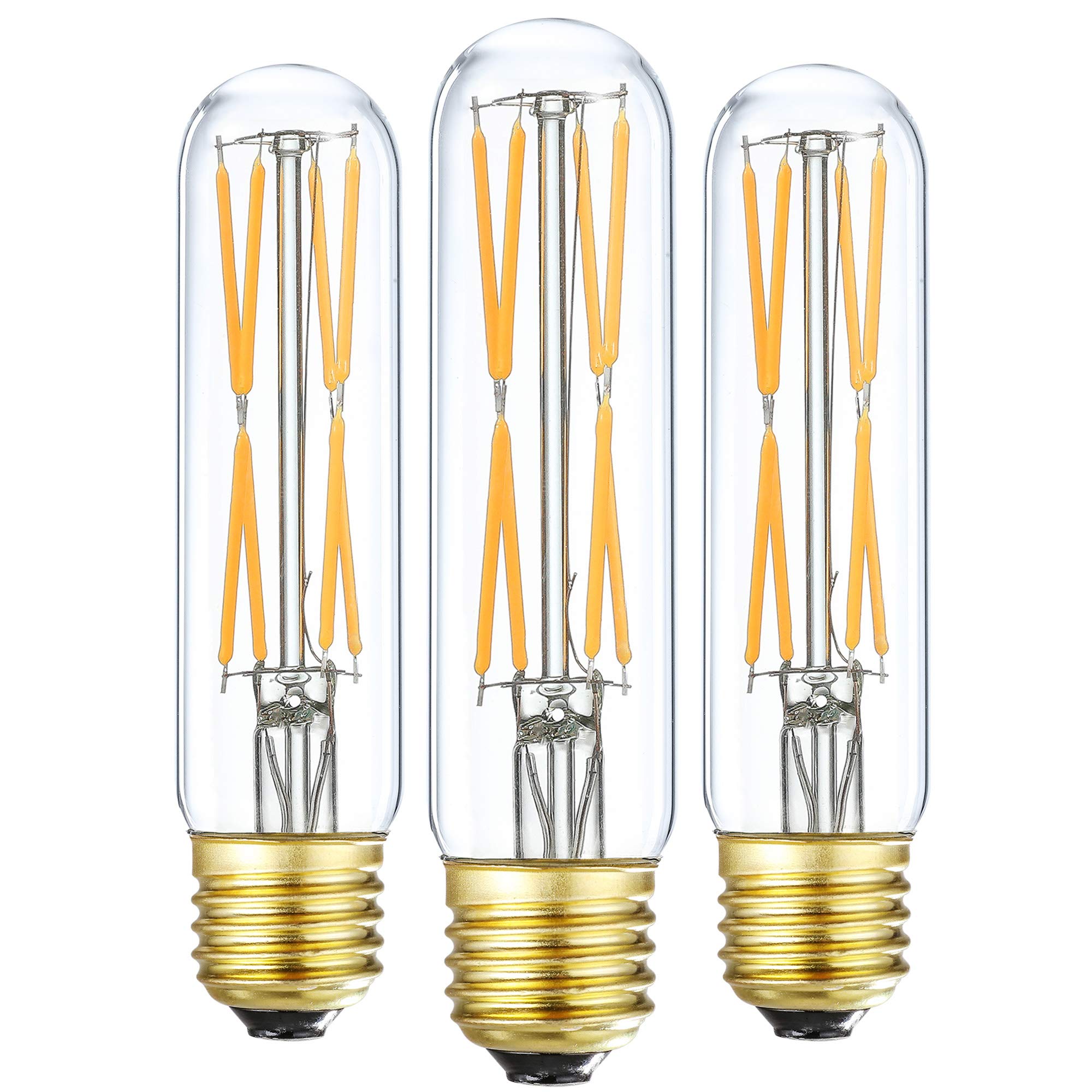 XININSUN T10 Led Bulb, 8W Dimmable Led Tubular Bulbs, 75-100 Watt Equivalent, 2700K Soft Warm White,850lm, Clear Glass, E26 Base Lamp Bulb, for Cabinet Display Cabinet etc,3 Pack.