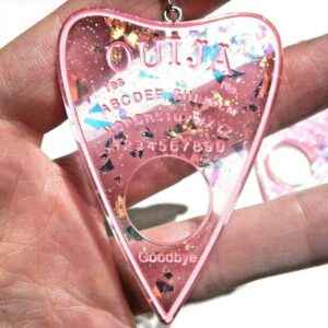 Pink Translucent Holographic Ouija Board Planchette Earrings on Hypoallergenic Ear Hooks- Pastel Goth