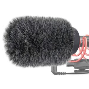 youshares ntg furry microphone wind shield - windscreen/windmuff for rode videomic ntg and microphones with maximum slot length of 100mm (3.9") and diameter of 18-24mm （shag, gray）