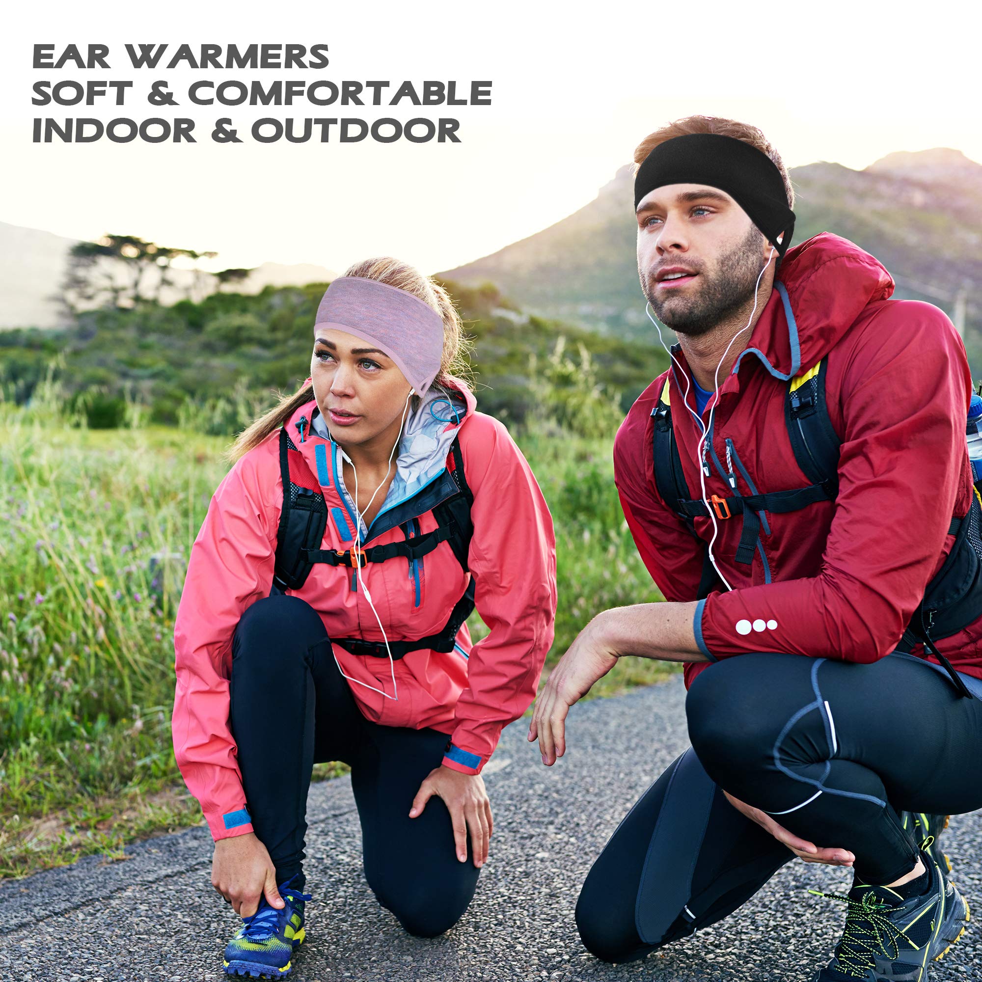 KPwarm Fleece Ear Warmers Muff, Winter Windproof Ear Headband for Men Women, Sports Running Cycling Skiing Non Slip Earmuffs One Size