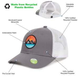 Ecofera Men's Eco-Friendly Snapback Trucker Hat Baseball Cap (Grey/White Patch)