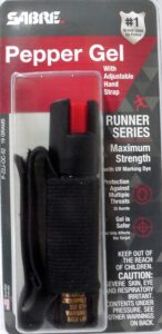 sabre maximum strength red pepper gel with uv marking dye and adjustable strap runner series