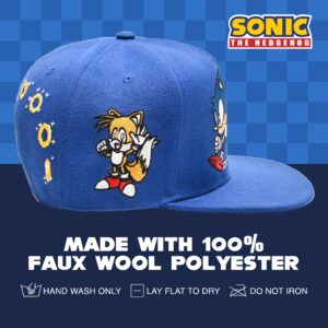 Sonic The Hedgehog Baseball Cap, Adult Adjustable Snapback Baseball Hat with Flat Brim, Allover Royal, One Size