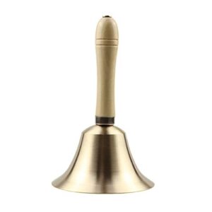 Sopcone Hand Bell Extra Loud Solid Brass Call Bell Handbells with Wooden Handle Multi-Purpose for School, Churchl, Hotel, Christmas and Wedding Service (8cm)