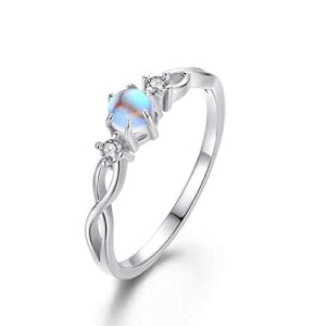 Cuoka Moonstone Ring 925 Sterling Silver Rainbow Moonstone Infinity Ring for Women Promise Rings Moonstone Jewellery for Engagement Anniversary Wedding Rings (Moonstone, 7)