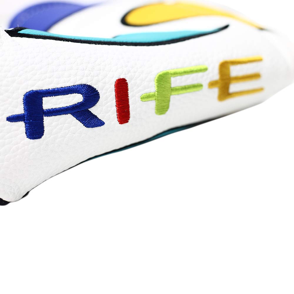 Rife Golf Collectors Edition - Retro L Shape Blade Putter Psychedelic Colorful Groovy Style Headcover. Limited Edition Tour Vintage Leather Style Custom Design Putter Head Cover