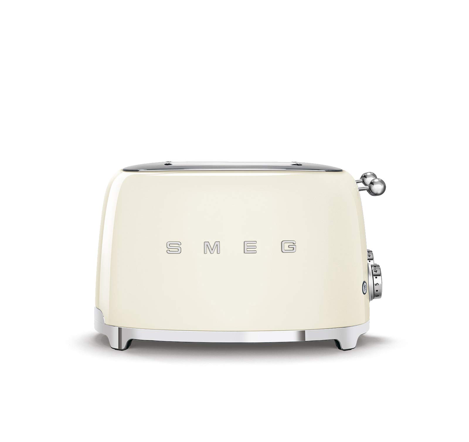 Smeg 50s Retro 4-Slot Toaster TSF03CRUS Bundle with Bamboo Tongs - Cream