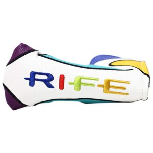 Rife Golf Collectors Edition - Retro L Shape Blade Putter Psychedelic Colorful Groovy Style Headcover. Limited Edition Tour Vintage Leather Style Custom Design Putter Head Cover