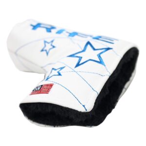 Rife Golf Collectors Edition - Retro L Shape Blade Putter Blue Star Style Headcover. Limited Edition Tour Vintage Leather Style Custom Design Putter Head Cover