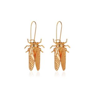 beluckin vintage egyptian big insect bug cicada dangle earrings retro animal jewlery (gold)