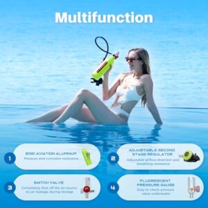 SMACO Scuba Tank Diving Gear for Diver 1L Mini Scuba Tank Small Diving Oxygen Cylinder up to 20 Minutes Dive Time Portable Diving Tank Kit for Underwater Exploration Emergency Rescue Pony Bottle S400