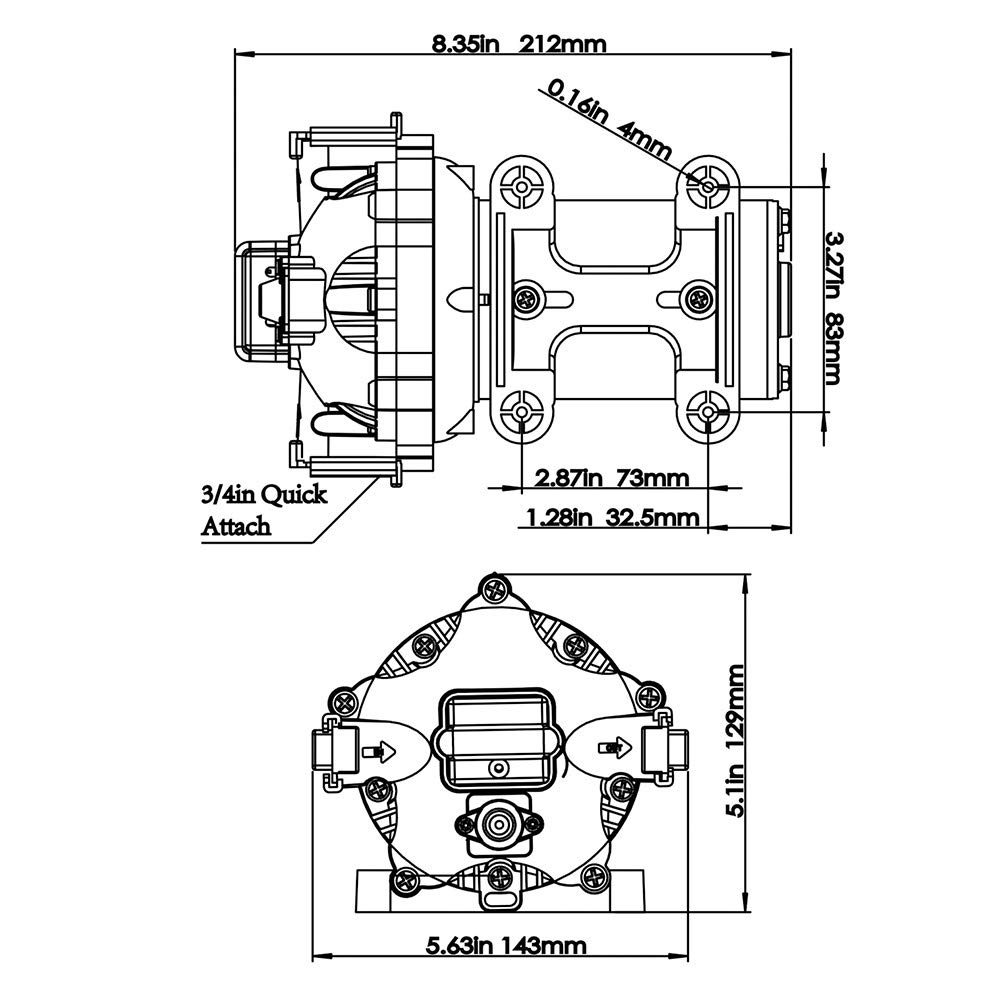 Washdown Pump Kit, Washdown Deck Cleaning Pump Kit 12V Fresh Sea Water 5.0 GPM for Rv Boat Marine