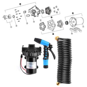 Washdown Pump Kit, Washdown Deck Cleaning Pump Kit 12V Fresh Sea Water 5.0 GPM for Rv Boat Marine