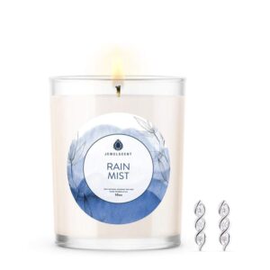 jewelscent rain mist signature 10z candle and jewelry with surprise earring inside | made in usa | parrafin free | natural soy blend | eco friendly organic (earring)