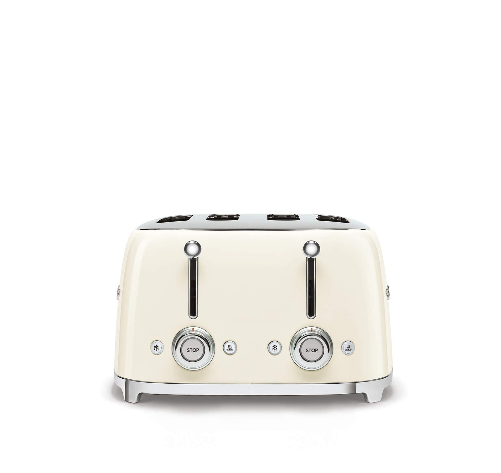 Smeg 50s Retro 4-Slot Toaster TSF03CRUS Bundle with Bamboo Tongs - Cream