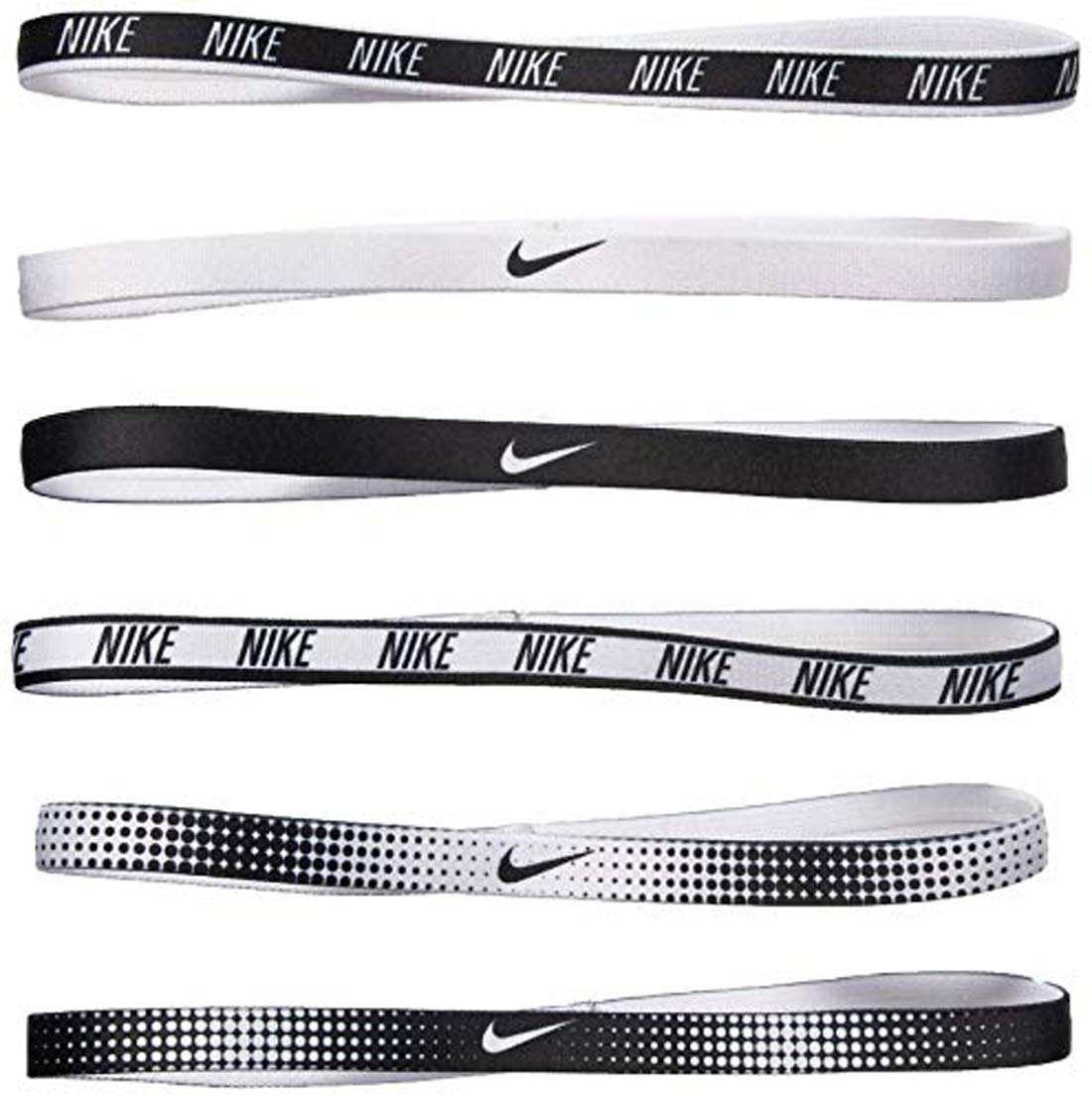 Nike Unisex Swoosh Headbands – 6 Pack White